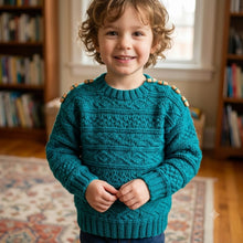 Load image into Gallery viewer, Hand Knitted Teal Wool Children's Jumper