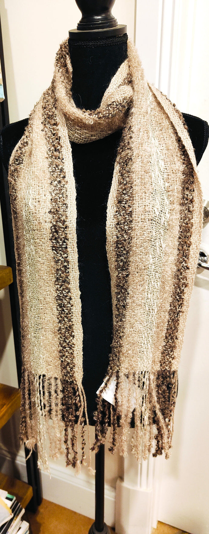 Wool and mohair Scarf -Coffee -  Elaine Wood