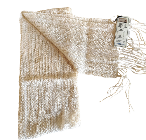 Cream Hand spun, Hand woven Mohair scarf - Elaine Wood