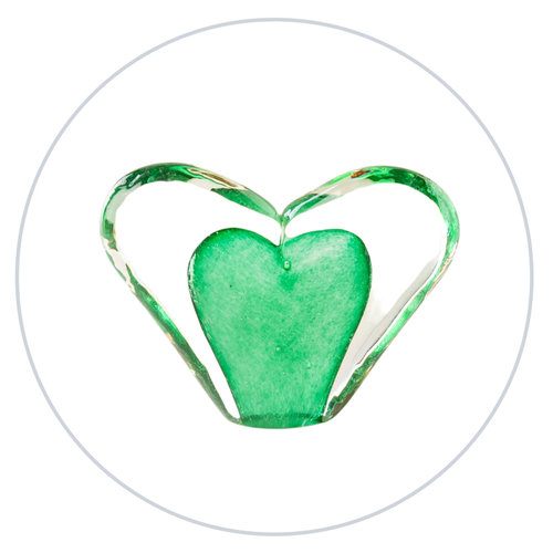 Large Glass Heart -Emerald Green - Tim Shaw Glass Artist