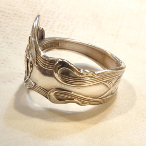 side view of silver spoon ring