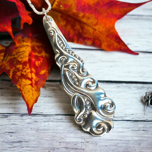 Vintage Sterling Silver Spoon Necklace -Danish Tang - Silver Rose Jewellery
