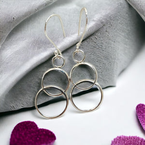 Vintage double ring sterling silver spoon earrings