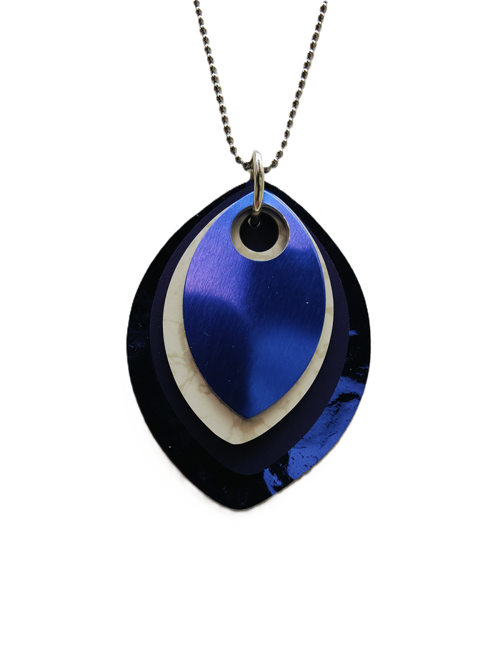 Magenta droplet pendant on silver tone ball chain - Rare Hare Designs