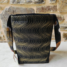 Load image into Gallery viewer, Black and gold fabric shoulder bag - Pen Morrison