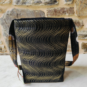 Black and gold fabric shoulder bag - Pen Morrison