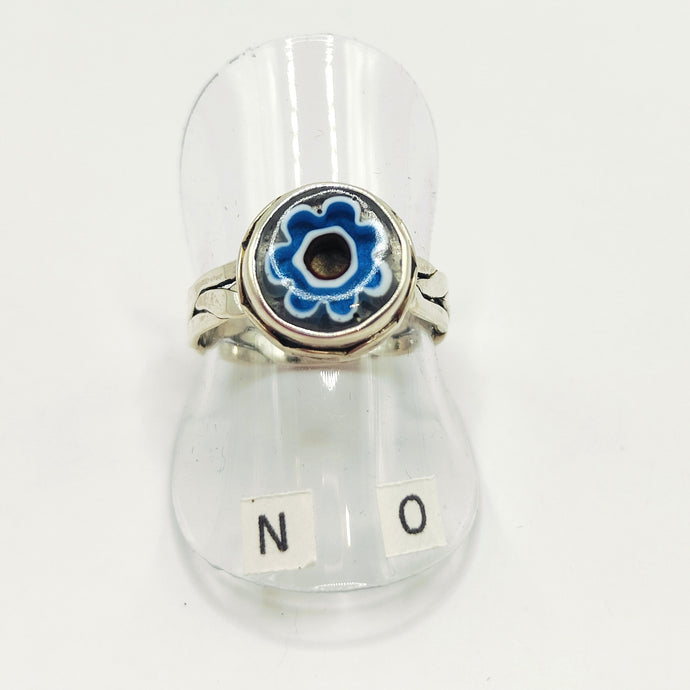 Millefiori and sterling silver ring - size N/O - Rob Morrison