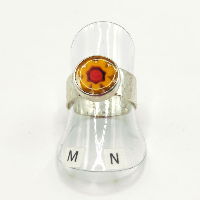 Millefiori and sterling silver ring -  size M/N - Rob Morrison
