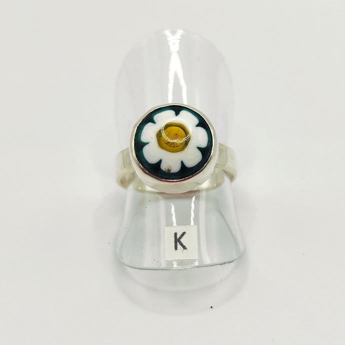 Millefiori and sterling silver ring - size K - Rob Morrison