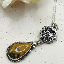 Load image into Gallery viewer, Ocean Jasper &amp; Elephant Pendant Necklace – Sterling Silver