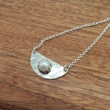 Load image into Gallery viewer, Cultured Pearl &amp; Embossed Sterling Silver Spoon Necklace - Silver Rose Jewellery