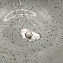 Load image into Gallery viewer, Cultured Pearl &amp; Embossed Sterling Silver Spoon Necklace - Silver Rose Jewellery