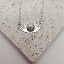 Load image into Gallery viewer, Cultured Pearl &amp; Embossed Sterling Silver Spoon Necklace - Silver Rose Jewellery