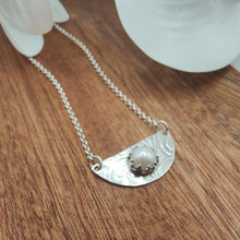 Load image into Gallery viewer, Cultured Pearl &amp; Embossed Sterling Silver Spoon Necklace - Silver Rose Jewellery