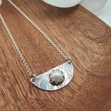 Load image into Gallery viewer, Cultured Pearl &amp; Embossed Sterling Silver Spoon Necklace - Silver Rose Jewellery