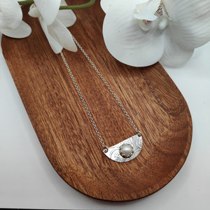Cultured Pearl & Embossed Sterling Silver Spoon Necklace - Silver Rose Jewellery