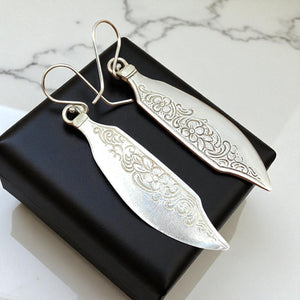 Hildesheim Rose Butter Knife Earrings - Silver Rose Jewellery