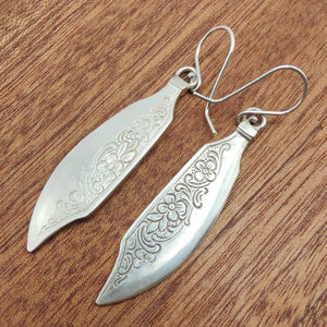 Hildesheim Rose Butter Knife Earrings - Silver Rose Jewellery