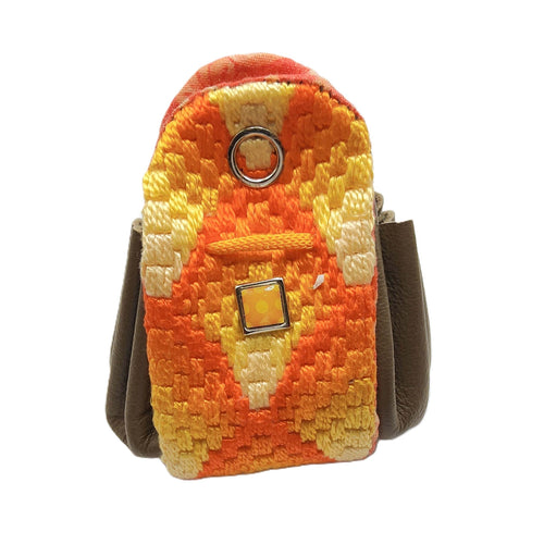 Bargello coin purse - orange- Helen Kuster