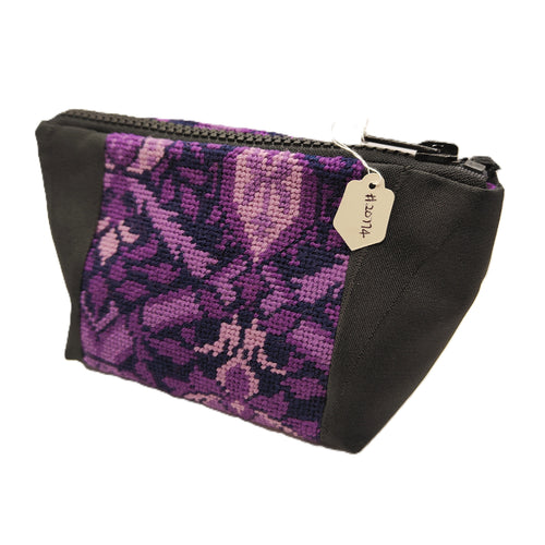 Tapestry zippered purse - small - purple