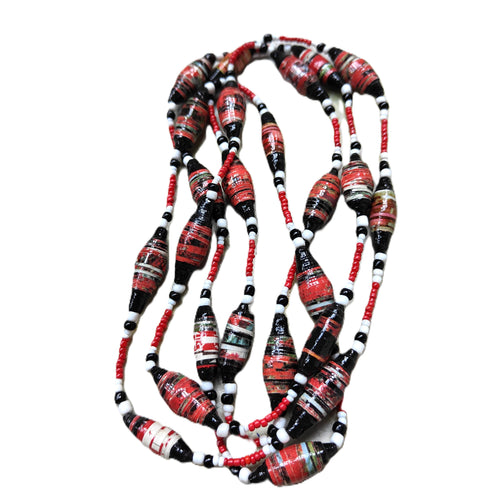 Handmade paper bead necklace #17 - 160cm - Noelene Forbes