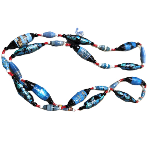 Handmade paper bead necklace #13 - 76cm - Noelene Forbes