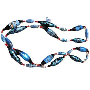 Handmade paper bead necklace #13 - 76cm - Noelene Forbes