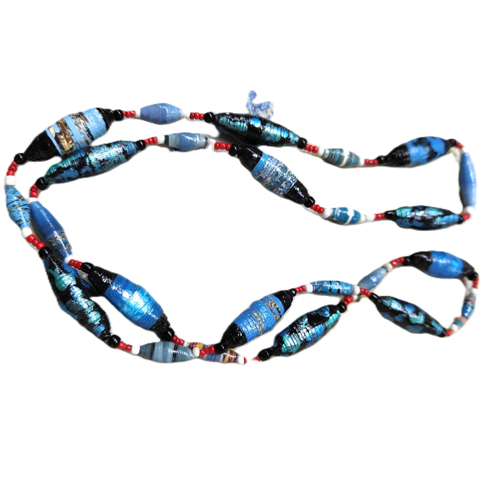 Handmade paper bead necklace #13 - 76cm - Noelene Forbes