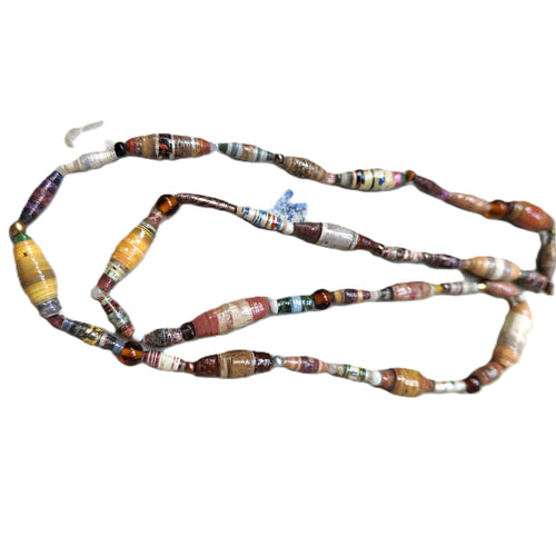 Handmade paper bead necklace #14 - 76cm - Noelene Forbes