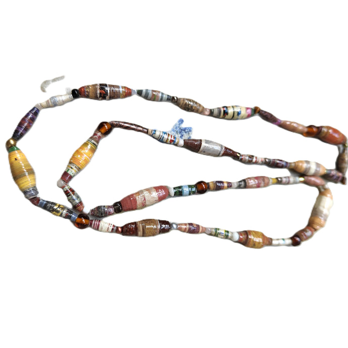 Handmade paper bead necklace #14 - 76cm - Noelene Forbes