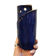 Load image into Gallery viewer, Ultramarine glazed  and gold trimmed Quirky Vase