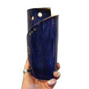 Ultramarine glazed  and gold trimmed Quirky Vase