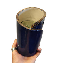 Load image into Gallery viewer, Ultramarine gold trimmed Quirky Vase