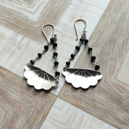 Japanese Iced Tea Spoon Earrings – Black Spinel Beads