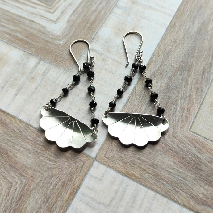 Japanese Iced Tea Spoon Earrings – Black Spinel Beads