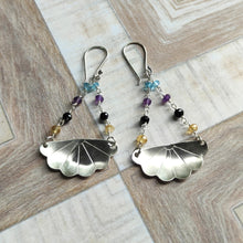 Load image into Gallery viewer, Japanese Iced Tea Spoon Earrings – Multi-Gemstone Mix (Topaz, Amethyst, Spinel, Citrine) - Silver Rose Jewellery