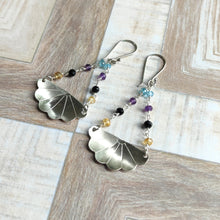 Load image into Gallery viewer, Japanese Iced Tea Spoon Earrings – Multi-Gemstone Mix (Topaz, Amethyst, Spinel, Citrine) - Silver Rose Jewellery