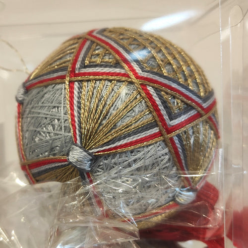 Temari -Red, grey and gold - Annie Reid