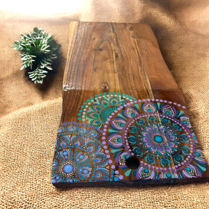 Acacia Grazing Board with Mandala Art - Gone Dotty