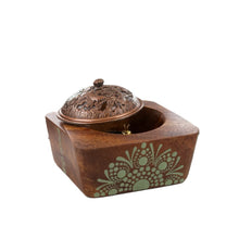 Load image into Gallery viewer, Hand-Painted Acacia Wood Incense Burner - Green with Dragon lid - Gina Barker