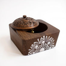 Load image into Gallery viewer, Hand-Painted Acacia Wood Incense Burner - White with Dragon lid - Gina Barker