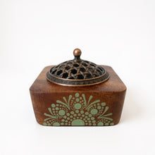 Load image into Gallery viewer, Hand-Painted Acacia Wood Incense Burner - green - Gina Barker