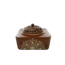 Load image into Gallery viewer, Hand-Painted Acacia Wood Incense Burner - Taupe with Dragon lid - Gina Barker