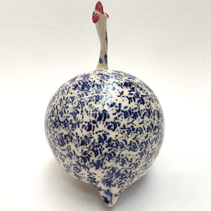 Large Stoneware Guinea Fowl - Cobalt Glaze - Marjorie Molyneux