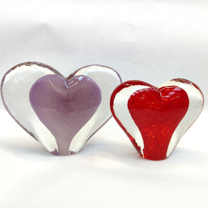 Large Glass Heart -Lavender- Tim Shaw Glass Artist