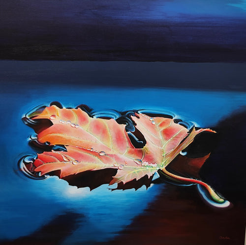 Leaf in Moonlight - Acrylic - Christine Alder