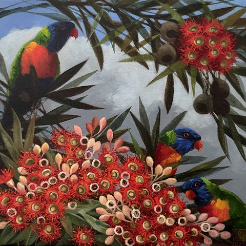 Lorikeet Study 1 - Oil and enamel paint - Lisa Losada