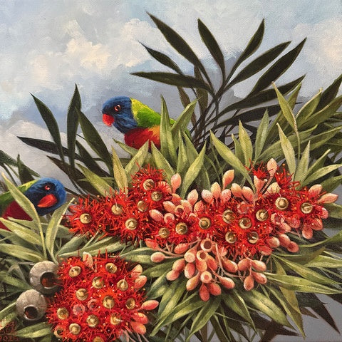 Lorikeet Study 2 - Oil and enamel paint  - Lisa Losada