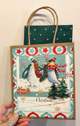 Christmas Gift Bags - Merry Christmas Penguins - Kaye Esplin