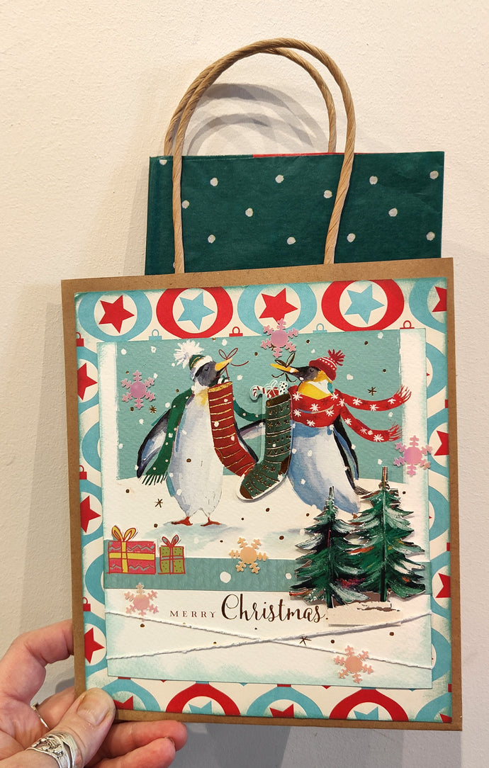 Christmas Gift Bags - Merry Christmas Penguins - Kaye Esplin